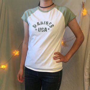 HYP Marines USA White Green Raglan T Shirt